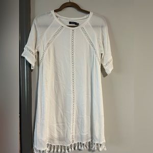 Boohoo short boho style white dress